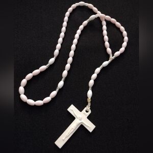 Pastel Pink And White Beaded Rosary